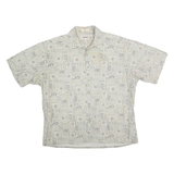 CAMPIA MODA Mens White & Grey Floral Pattern Shirt XL Cotton Casual Summer