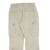 CARHARTT Mens Relaxed Fit Beige Cargo Trousers W32 L30 Cotton Blend Zip Closure