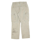 CARHARTT Mens Relaxed Fit Beige Cargo Trousers W32 L30 Cotton Blend Zip Closure