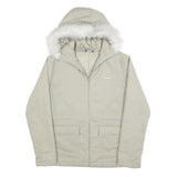 REEBOK Womens Cream Zip Jacket UK 10 Polyester Blend Plain Hooded Comfortable