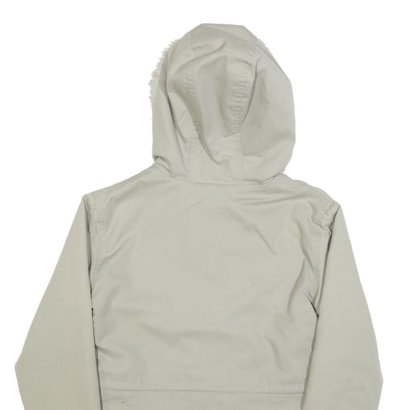 REEBOK Womens Cream Zip Jacket UK 10 Polyester Blend Plain Hooded Comfortable