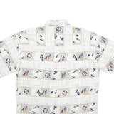 NATURAL ISSUE Mens White Nautical Print Cotton Shirt L Beach Casual Summer