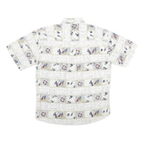 NATURAL ISSUE Mens White Nautical Print Cotton Shirt L Beach Casual Summer