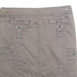 DEX Womens Taupe Mini Cotton Blend Cargo Skirt S Zip Pocket Casual Outdoor