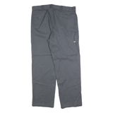 DICKIES Mens Cotton Blend Grey Regular Straight Trousers Zip Closure W40 L34