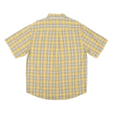 CARHARTT Mens Yellow & Grey Check Shirt L Cotton Blend Casual Short Sleeve
