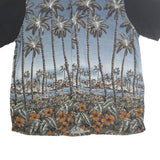 CROFT & BARROW Mens Black & Blue Tropical Palm Print Shirt 2XL Casual Cotton