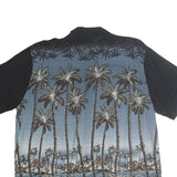 CROFT & BARROW Mens Black & Blue Tropical Palm Print Shirt 2XL Casual Cotton