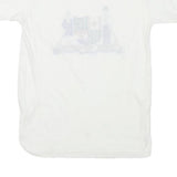 DINAR Womens White Cotton Blend Graphic T-Shirt S Short Sleeve Crew Neck