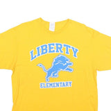 DELTA Mens Yellow Liberty Elementary Graphic T-Shirt L Crew Neck Short Sleeve