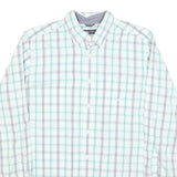 NAUTICA Mens White & Green Check Shirt M Classic Button-Down Collar Cotton Blend