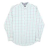 NAUTICA Mens White & Green Check Shirt M Classic Button-Down Collar Cotton Blend