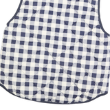 J.CREW Womens Navy & White Quilted Gilet XL Polyester Blend Check Zip Pocket