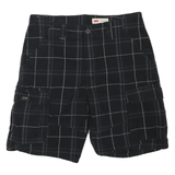 WRANGLER Mens Black Casual Cargo Checked Shorts M W34 Relaxed Fit Cotton Blend