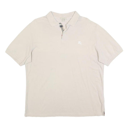 BURBERRY BRIT Mens Cream Polo Shirt XL Cotton Blend Short Sleeve Plain Classic