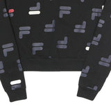 FILA Womens Black All Over Print Crew Neck S Sweatshirt Cotton Blend