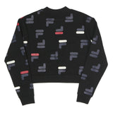 FILA Womens Black All Over Print Crew Neck S Sweatshirt Cotton Blend