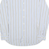 TOMMY HILFIGER Mens White & Blue Stripe Shirt S Classic Cotton Blend Long Sleeve