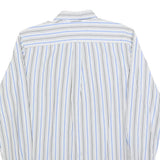 TOMMY HILFIGER Mens White & Blue Stripe Shirt S Classic Cotton Blend Long Sleeve