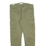 JACK & JONES Mens Cotton Blend Slim Cargo Trousers Green W32 L28 Casual Outdoor