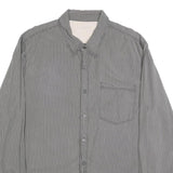 CALVIN KLEIN JEANS Mens Grey & White Striped Shirt XL Button Cotton Casual
