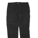 DICKIES Mens Cotton Blend Black Regular Straight Trousers W36 L32 Zip Cargo