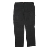 DICKIES Mens Cotton Blend Black Regular Straight Trousers W36 L32 Zip Cargo