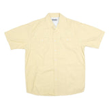 WRANGLER Mens Cream Cotton Blend Shirt M Button Short Sleeve Casual Summer