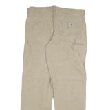 CARHARTT Mens Cotton Blend Beige Relaxed Straight Trousers W40 L36 Workwear Zip