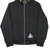 ELEMENT Boys Black Hooded Jacket M Polyester Blend Zip Patches Casual Outerwear