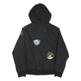 ELEMENT Boys Black Hooded Jacket M Polyester Blend Zip Patches Casual Outerwear