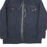 WRANGLER Mens Navy Blue Cotton Hooded Jacket M Zip Casual Workwear Pocket