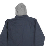 WRANGLER Mens Navy Blue Cotton Hooded Jacket M Zip Casual Workwear Pocket