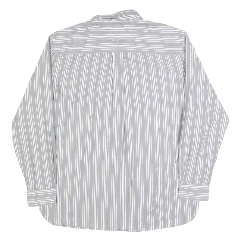 TOMMY HILFIGER Mens Grey & White Striped Shirt XL Cotton Long Sleeve