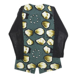 WEIDER Womens Green & Yellow Printed Top Long Sleeve Round Neck S Stylish