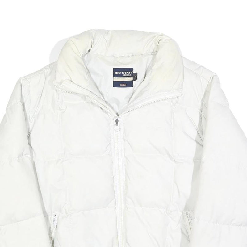 BIG STAR Womens White Puff Jacket M Polyester Blend Puffer Zip Casual