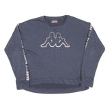 KAPPA Womens Blue Sweatshirt XL Crew Neck Cotton Blend Logo Tape Sleeve Casual