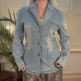 Bangjuji Denim Jacket - Medium Blue Cotton Blend