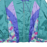 CLIMATE ZONE Womens Green & Purple Nylon Oversized Zip Jacket Colourblock 2XL