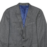 Mens Grey Wool Blend Classic Blazer Jacket L Button Closure Formal Tailored