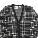 Organically Grown Womens Black & White Patterned Button Up Jumper L Acrylic