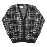 Organically Grown Womens Black & White Patterned Button Up Jumper L Acrylic