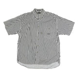 CHRISTIAN DIOR Mens Black & White Striped Cotton Shirt M Button Down Casual