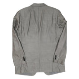N/A Mens Grey Wool Blend Classic Jacket L Button Plain Elegant Formal Style