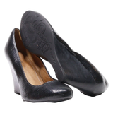 CLARKS Wedge Heels Black Leather Womens UK 5.5