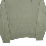 POLO RALPH LAUREN Mens Green Jumper Plain V-Neck Basic Knit XL Soft Cotton