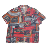 ACKERMAN Womens Red & Grey Printed Shirt Short Sleeve Collared M Stylish Top