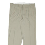 Mens Regular Fit Beige Cotton Blend Trousers W36 L30 Zip Closure Straight Leg
