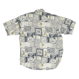 LETS GO Mens Beige Patterned Shirt 2XL Polyester Blend Casual Short Sleeve