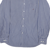 NAUTICA Mens Blue & White Striped Classic Fit L Cotton Shirt Button-Down Collar